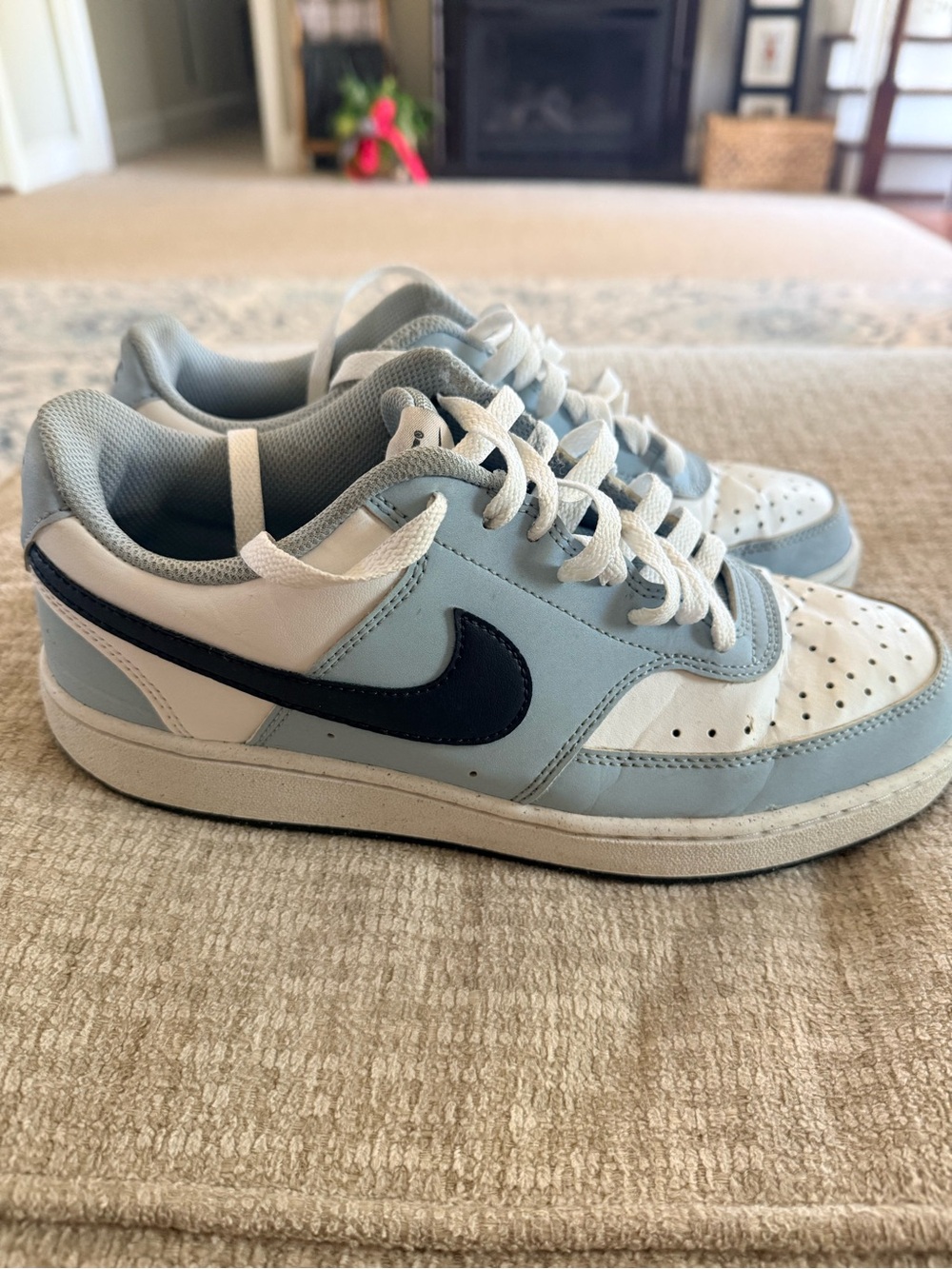 Nike Low-Top Sneakers in Light Blue, White, and Black